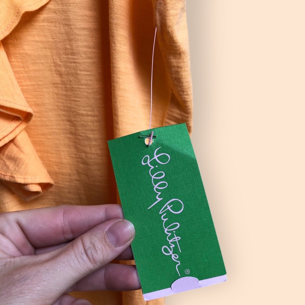 Lilly Pulitzer NWT Sandra Top Apricot Soda Ruffled Tank Top Blouse Women’s Small - Picture 6 of 10